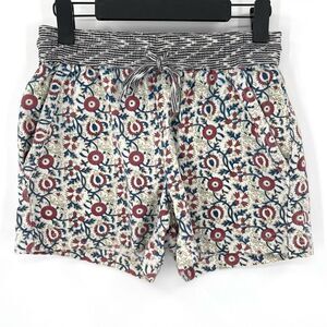 Dylan Edan Shorts Elastic Waist Drawstring 100% Cotton Women XS White Blue Mauve